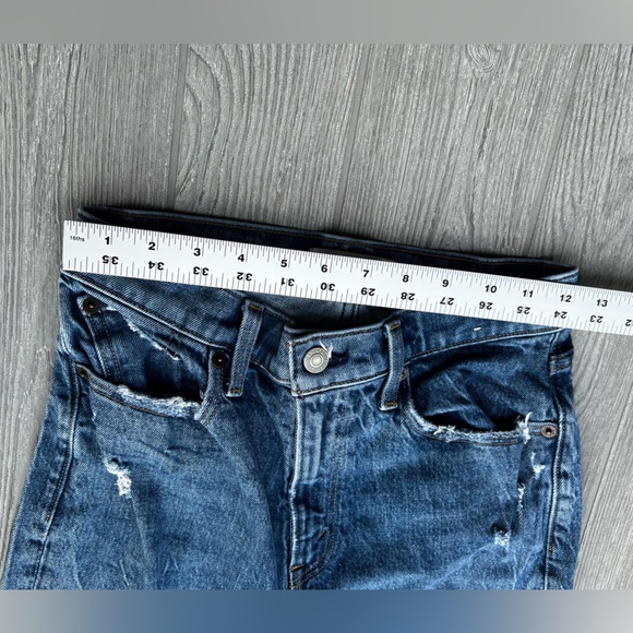 Abercrombie & Fitch High Rise Mom Jeans Womens Size 2R Distressed Raw Hem Ankle - Picture 5 of 8